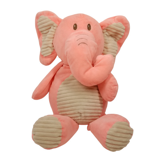 Kellytoy Pink Elephant Baby Rattle Ribbed Chenille Stuffed Animal Toy Floppy - Picture 1 of 7